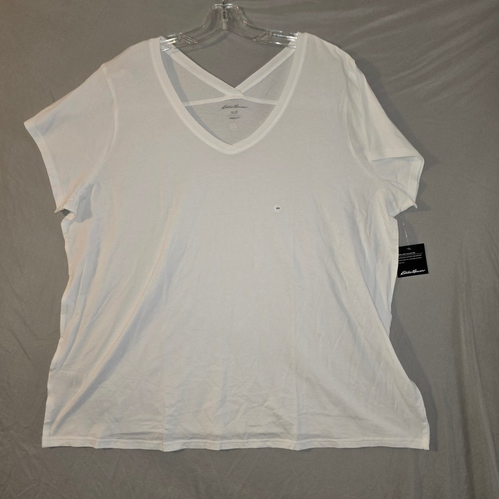 Eddie Bauer Tempo Light T-Shirt 2X Womens White Crossover Back FreeDry NEW